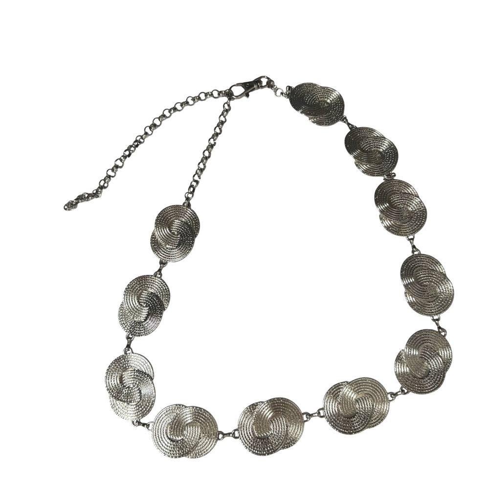 Silver Tone Medallion Chain Belt Adjustable 27.5"–42" Statement Metal‎ Belt